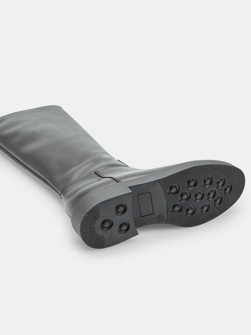 Botte cavalière en cuir Bata Noir - Kiabi