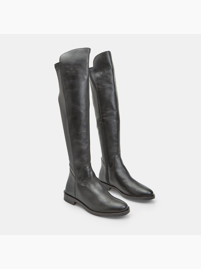 Botte cuissarde pour femme en cuir Bata Noir - Kiabi