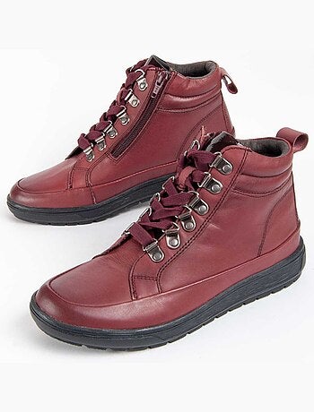 BOTTE DE CHEVILLE CUIR NATUREL BORDEAUX