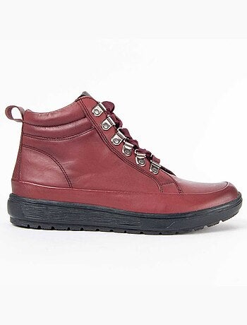 BOTTE DE CHEVILLE CUIR NATUREL BORDEAUX