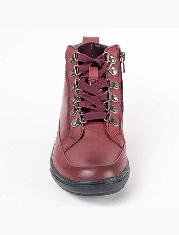 BOTTE DE CHEVILLE CUIR NATUREL BORDEAUX
