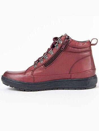 BOTTE DE CHEVILLE CUIR NATUREL BORDEAUX