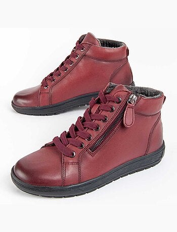 BOTTE DE CHEVILLE CUIR NATUREL BORDEAUX