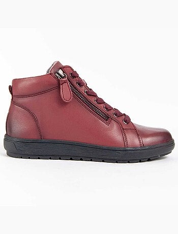 BOTTE DE CHEVILLE CUIR NATUREL BORDEAUX