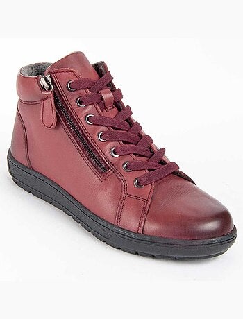 BOTTE DE CHEVILLE CUIR NATUREL BORDEAUX