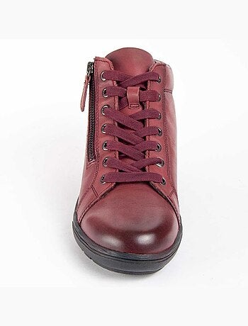 BOTTE DE CHEVILLE CUIR NATUREL BORDEAUX