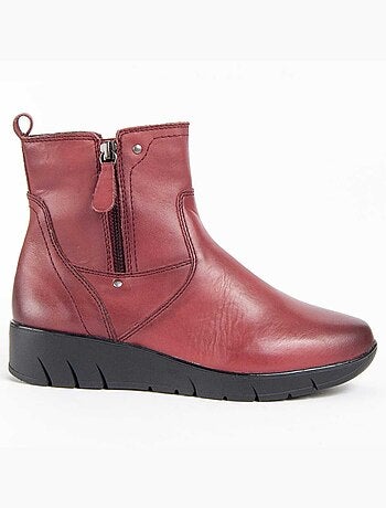 BOTTE DE CHEVILLE CUIR NATUREL BORDEAUX