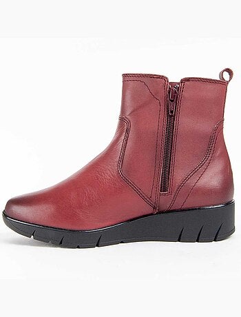 BOTTE DE CHEVILLE CUIR NATUREL BORDEAUX