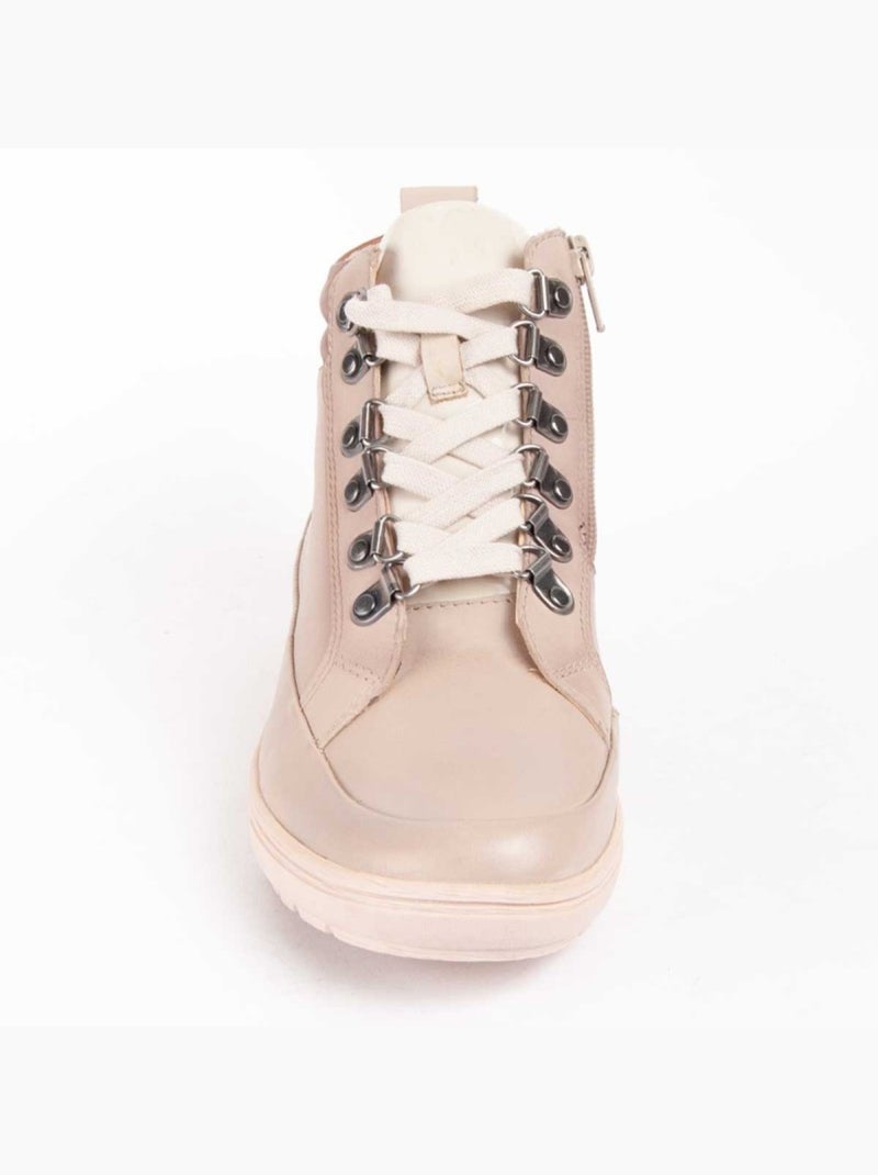 Botte De Cheville Cuir Naturel Purapiel Beige - Kiabi