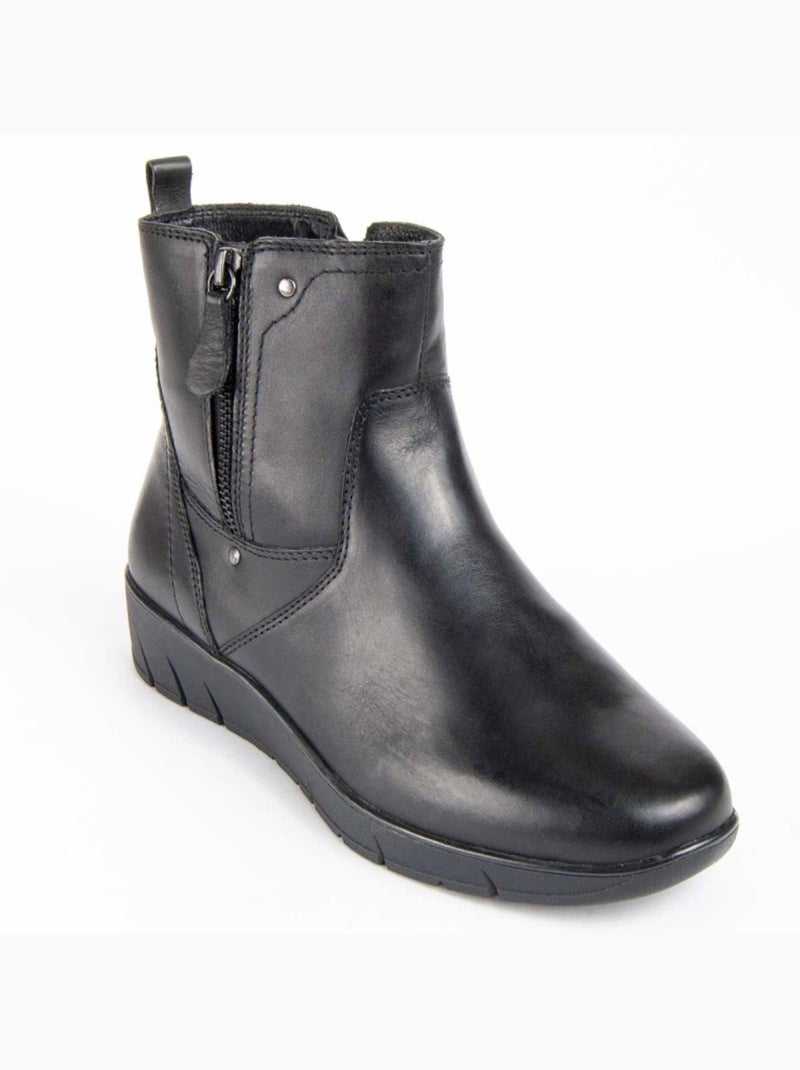 Botte De Cheville Cuir Naturel Purapiel Noir - Kiabi