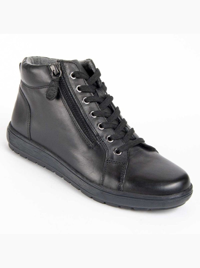 Botte De Cheville Cuir Naturel Purapiel Noir - Kiabi