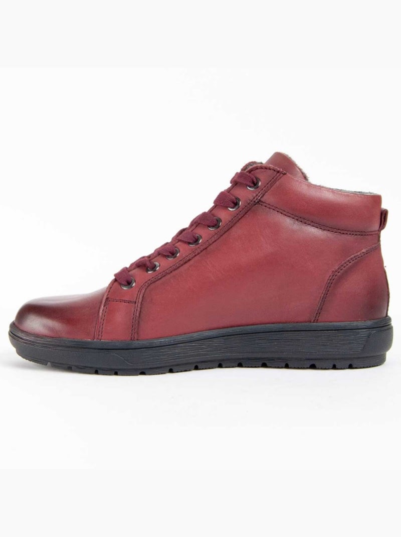 Botte De Cheville Cuir Naturel Purapiel Rouge - Kiabi