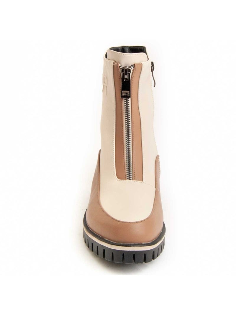 Botte De Cheville Matière Synthétique Et Textile Montevita Beige - Kiabi