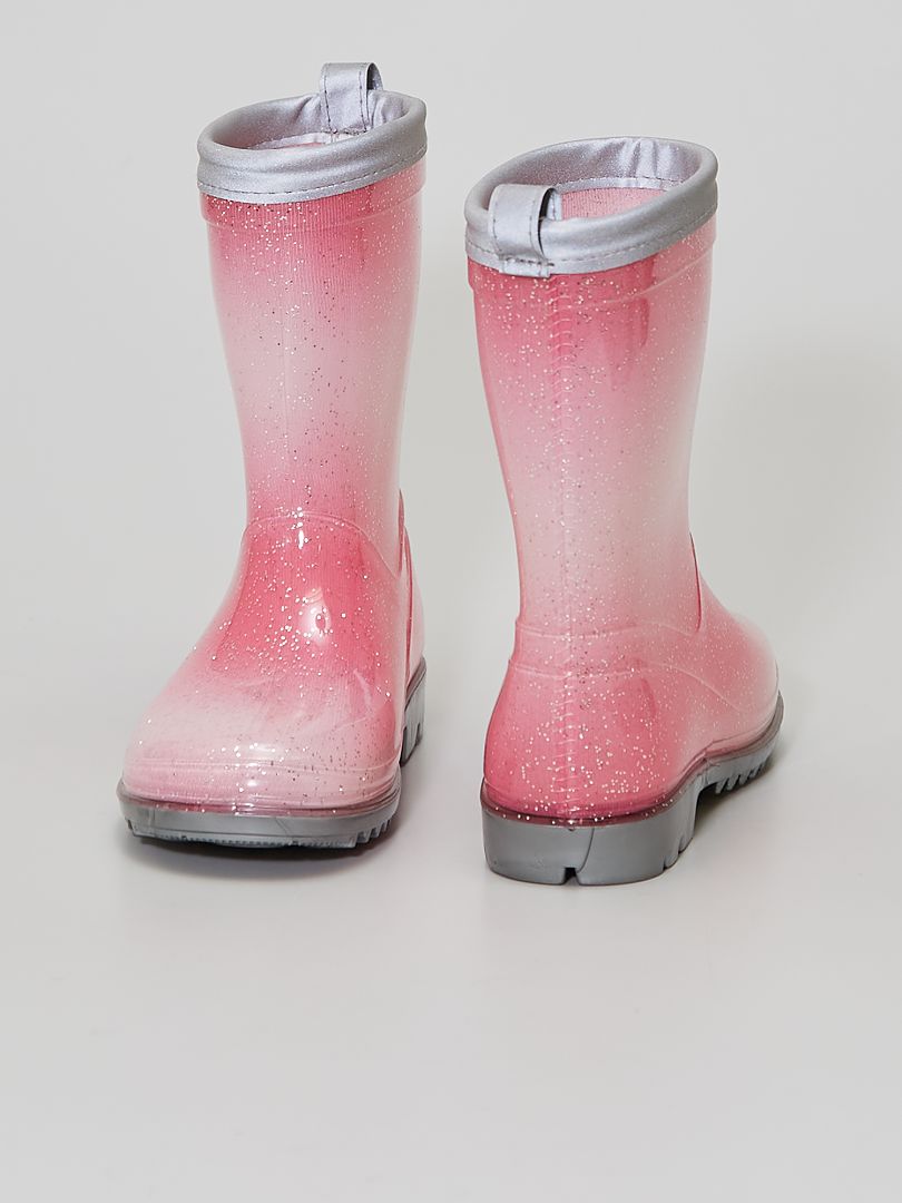 bottes de pluie femme a paillettes avec semelle transparente rose femme