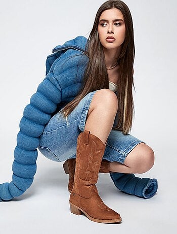 Botte décontractée à talon fermeture éclair