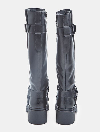 Botte en cuir avec bande et boucle Bata