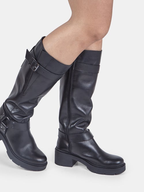 Botte en cuir avec bande et boucle Bata - Kiabi