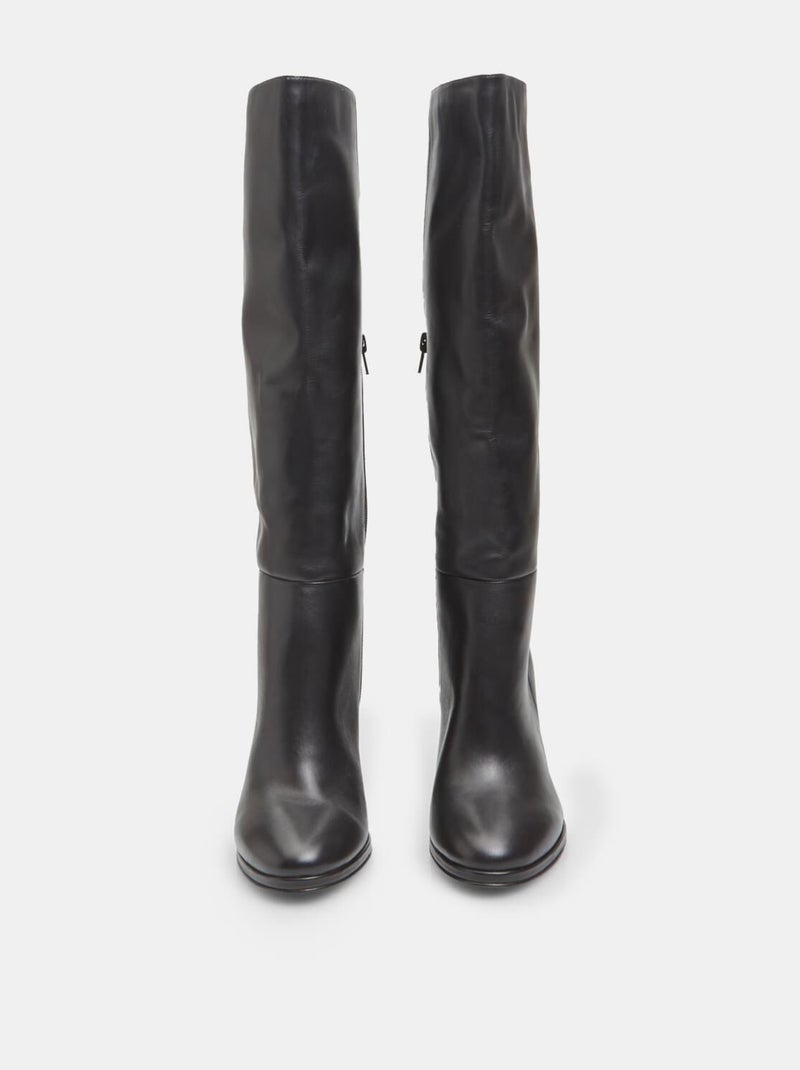 Botte en cuir avec talon BATA Noir - Kiabi