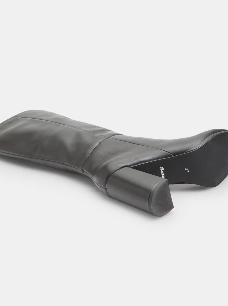 Botte en cuir avec talon BATA Noir - Kiabi
