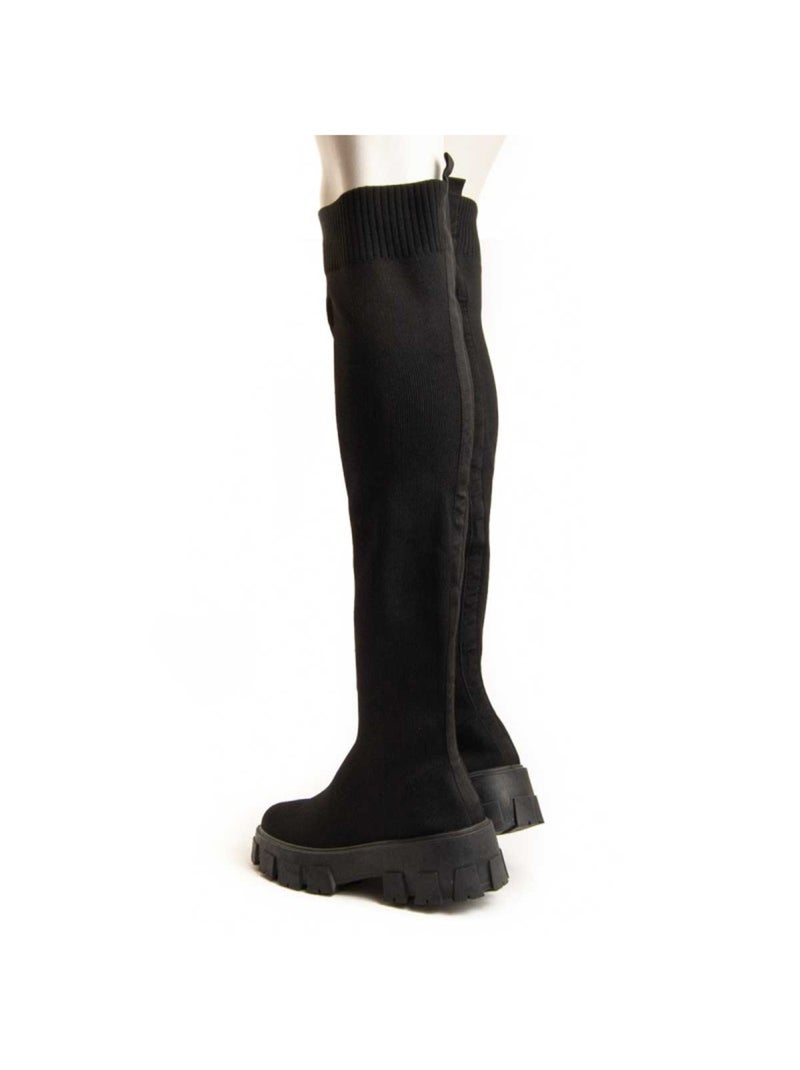 Botte ? Plateforme Tissu Montevita Noir - Kiabi