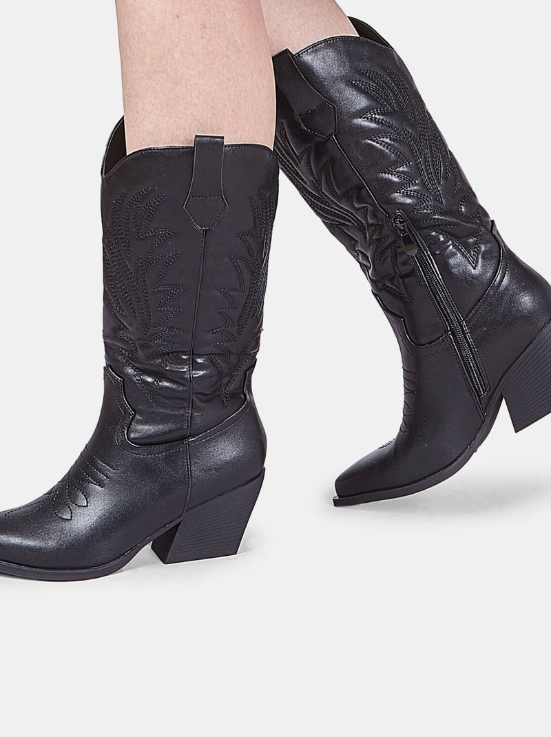 Botte western avec talon Bata Noir - Kiabi