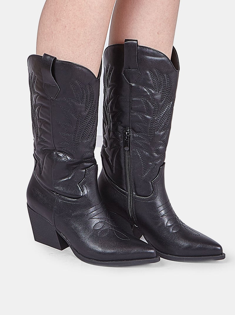 Botte western avec talon Bata Noir - Kiabi