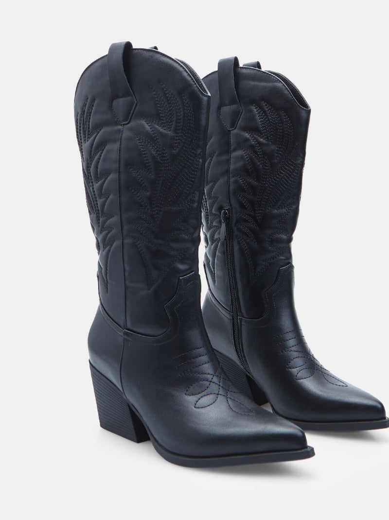 Botte western avec talon Bata Noir - Kiabi