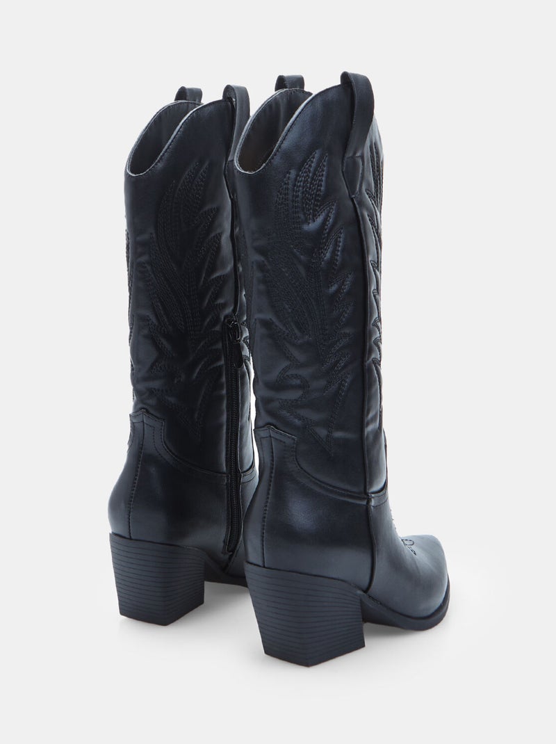 Botte western avec talon Bata Noir - Kiabi