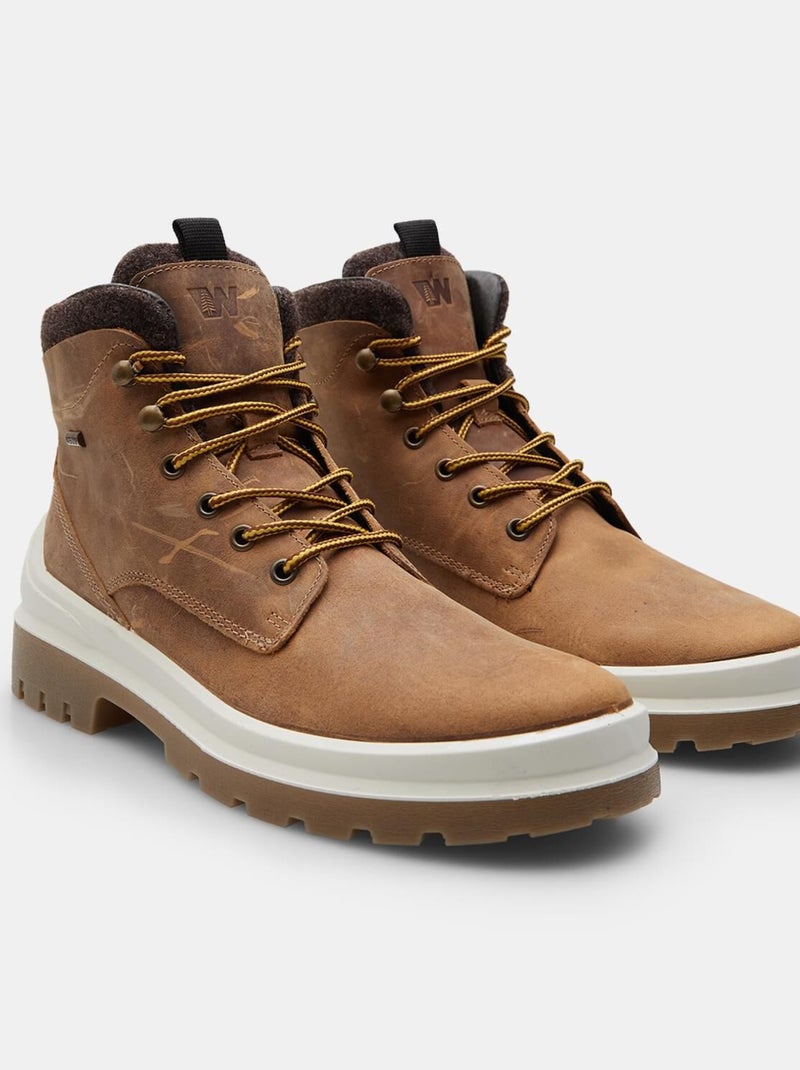 Bottes à lacets en nubuck BATA Marron - Kiabi