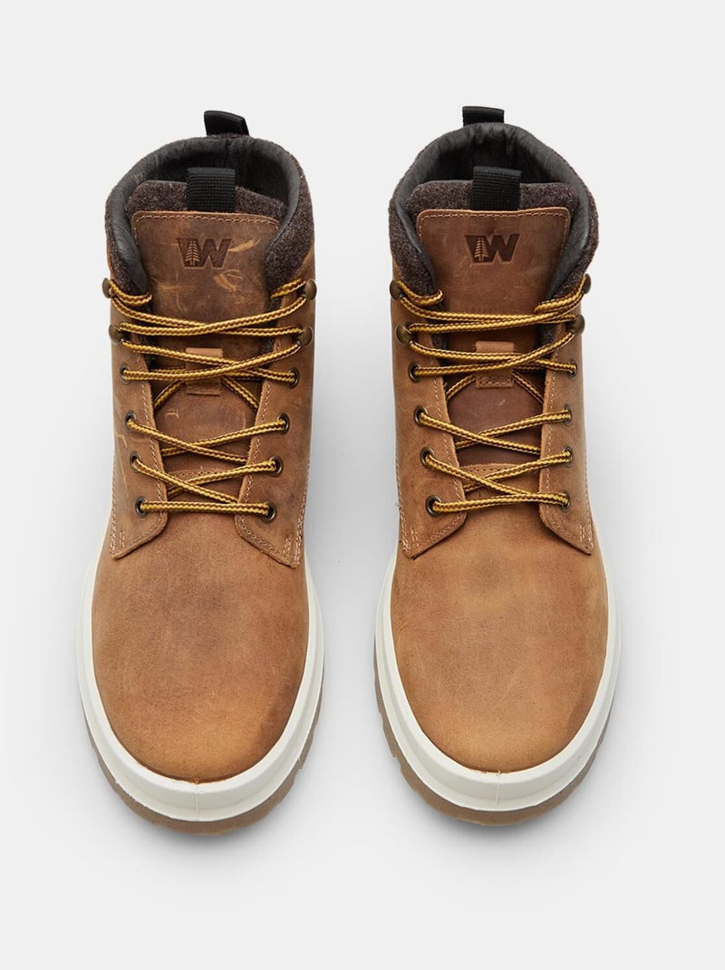 Bottes à lacets en nubuck BATA Marron - Kiabi