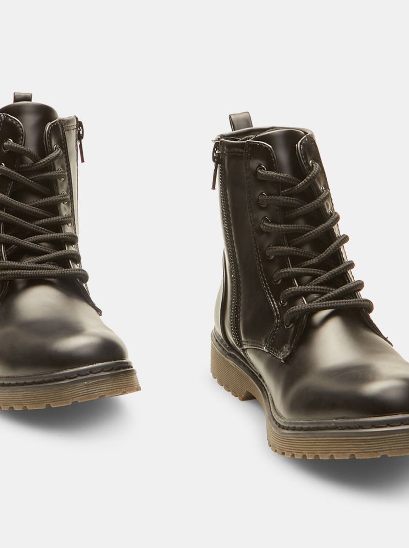 Bottes à lacets et zip BATA Noir - Kiabi