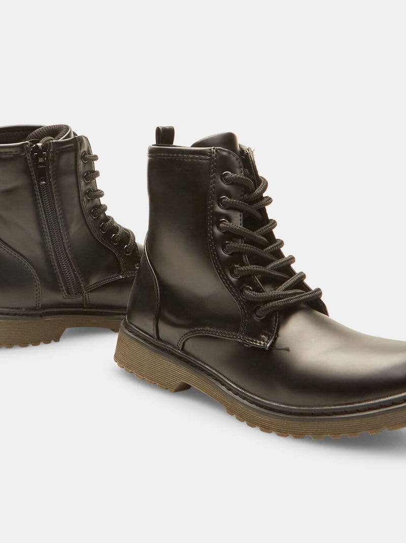 Bottes à lacets et zip BATA Noir - Kiabi