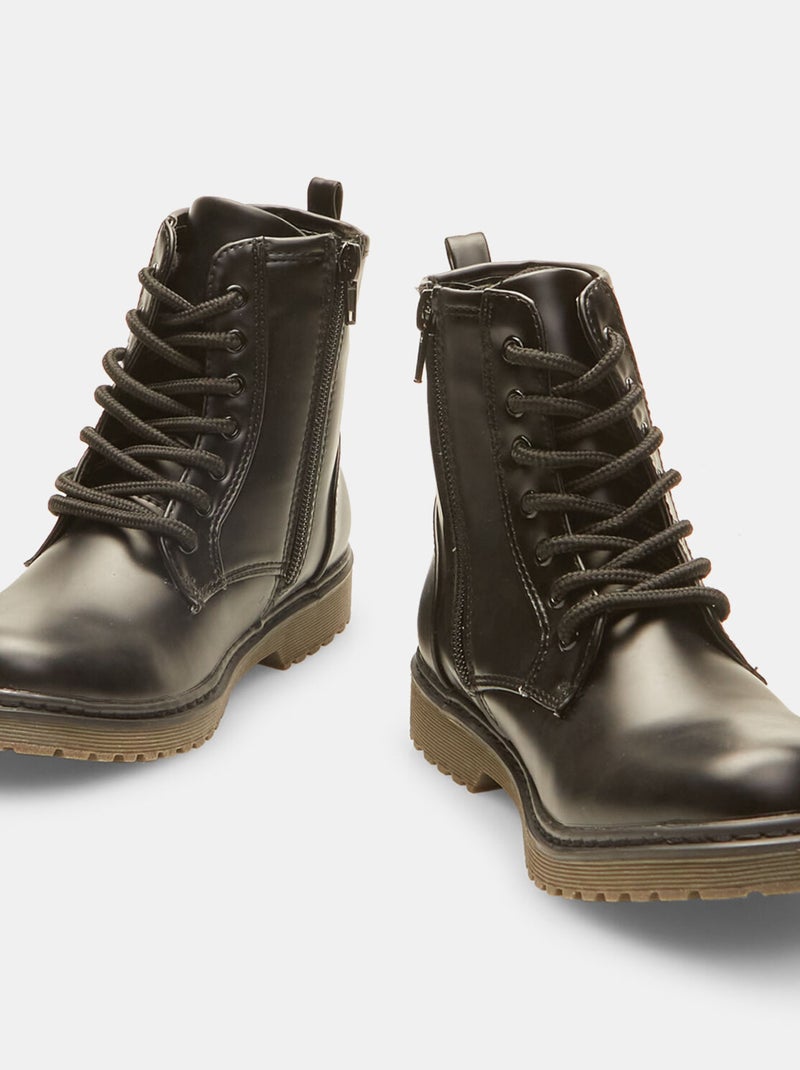 Bottes à lacets et zip BATA Noir - Kiabi