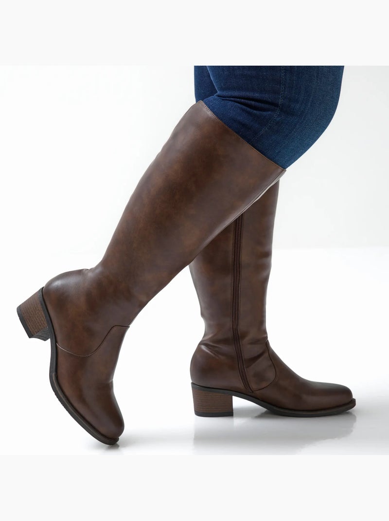 Bottes à mollet large 2XL - Modèle Acai Marron foncé - Kiabi