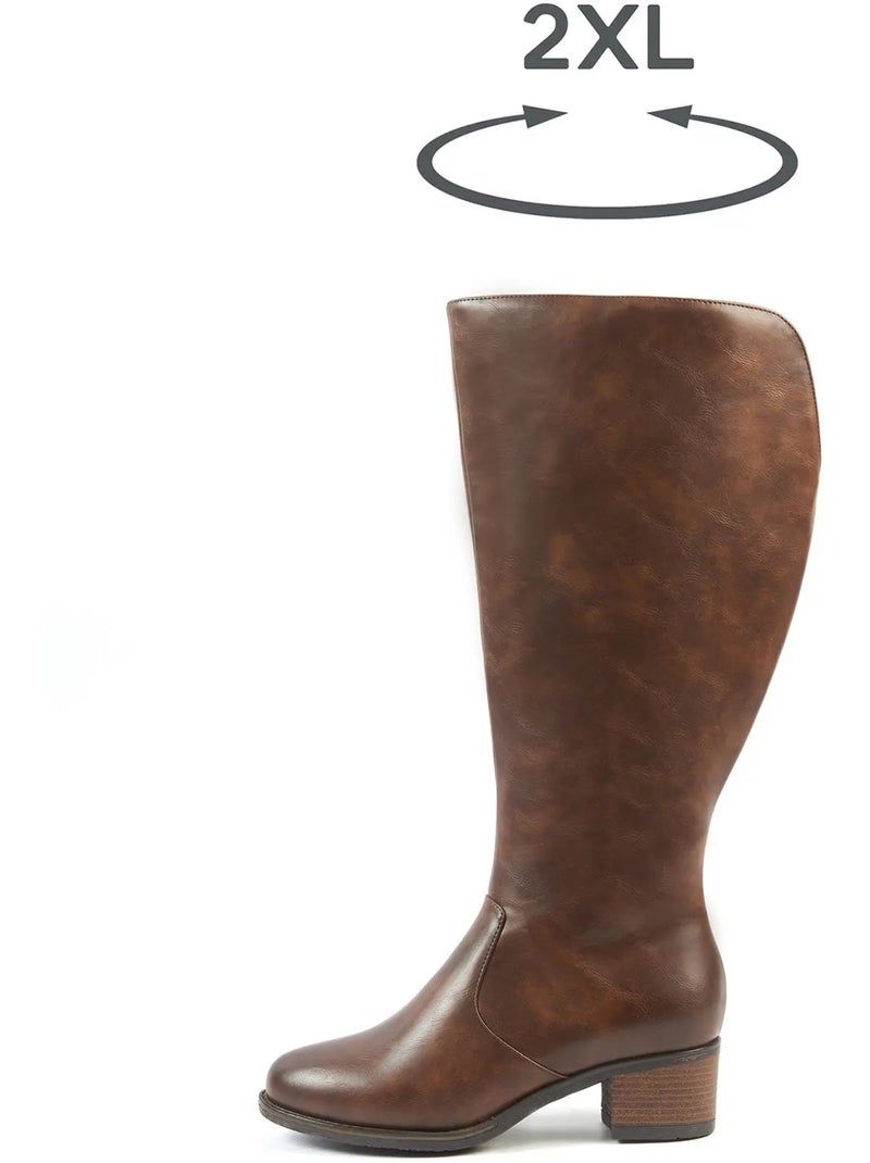 Bottes à mollet large 2XL - Modèle Acai Marron foncé - Kiabi