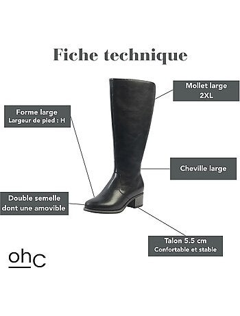 Bottes à mollet large 2XL - Modèle Acai