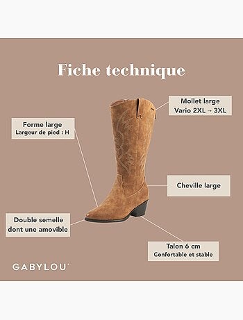 Bottes à mollet large 2XL - Modèle Irina
