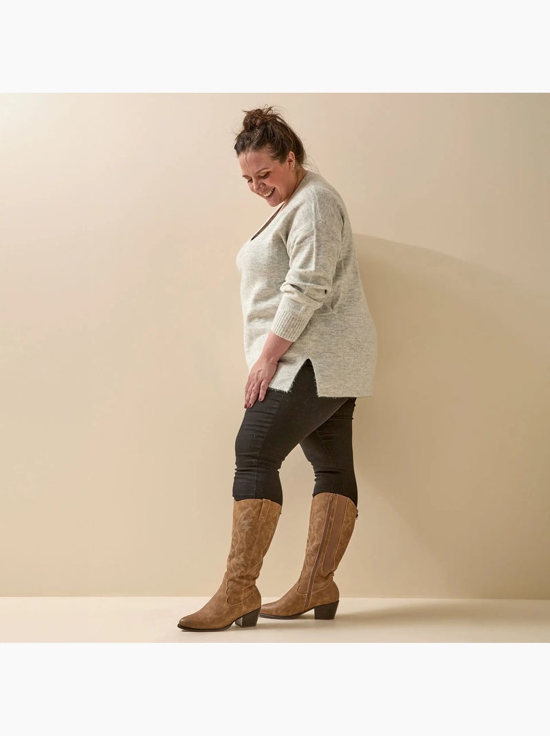 Bottes à mollet large 2XL - Modèle Irina Gris taupe - Kiabi