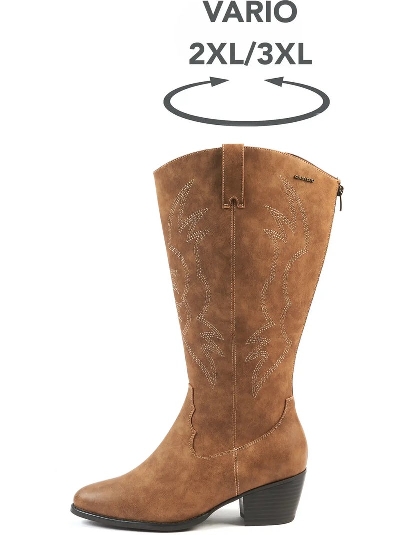 Bottes à mollet large 2XL - Modèle Irina Gris taupe - Kiabi