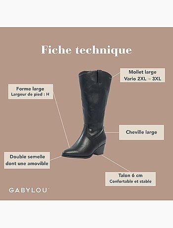 Bottes à mollet large 2XL - Modèle Irina