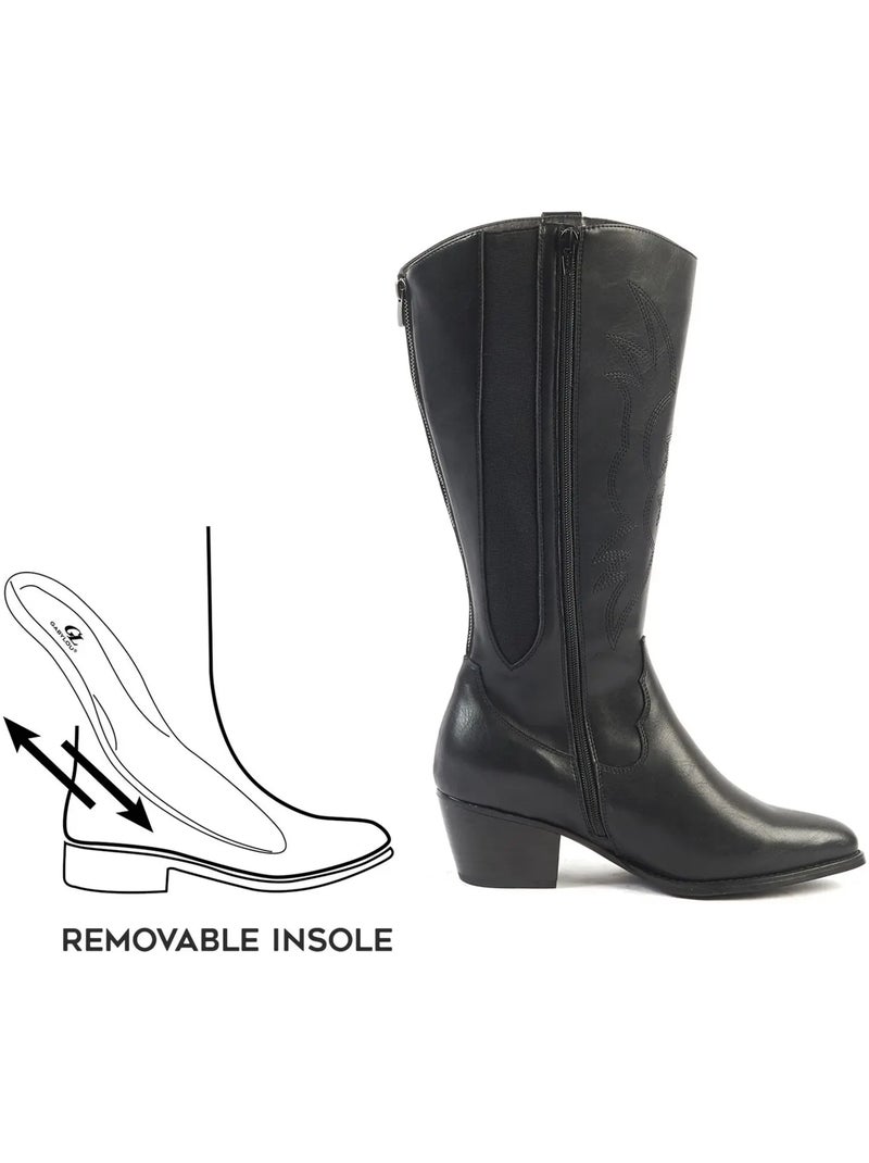 Bottes à mollet large 2XL - Modèle Irina Noir Noir Noir - Kiabi