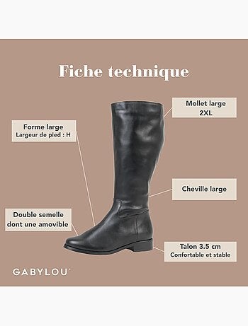 Bottes à mollet large 2XL - Modèle Paris