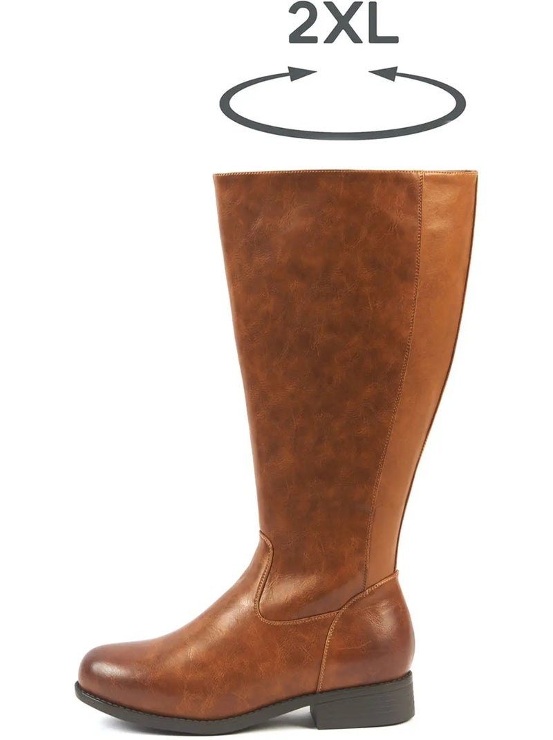 Bottes à mollet large taille 2XL - Modèle orange Marron clair - Kiabi