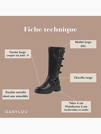 Bottes à mollet large taille 2XL - Modèle Penelope
