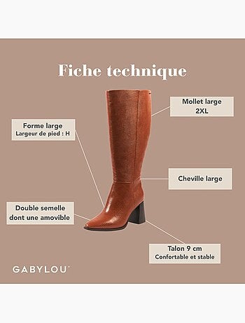 Bottes à mollet large taille 2XL - Modèle Sarah