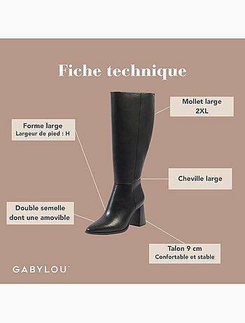 Bottes à mollet large taille 2XL - Modèle Sarah