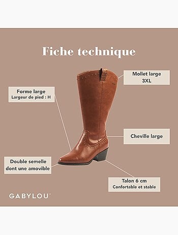 Bottes à mollet large, taille 3XL - Modèle Thelma