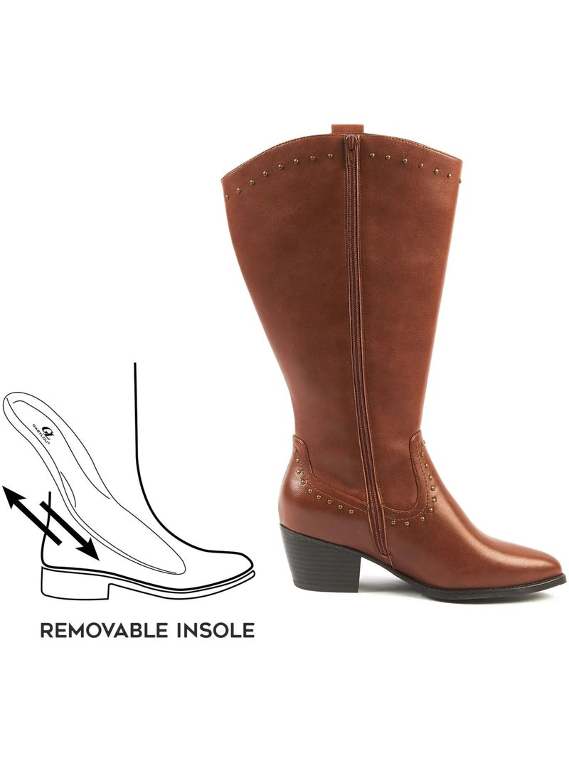 Bottes à mollet large, taille 3XL - Modèle Thelma Marron - Kiabi