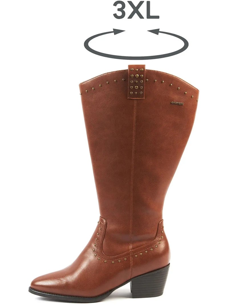 Bottes à mollet large, taille 3XL - Modèle Thelma Marron - Kiabi