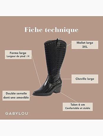 Bottes à mollet large, taille 3XL - Modèle Thelma